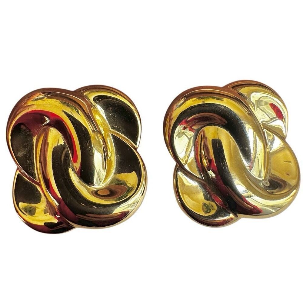 Vintage Gold-Tone Knot Clip-On Earrings